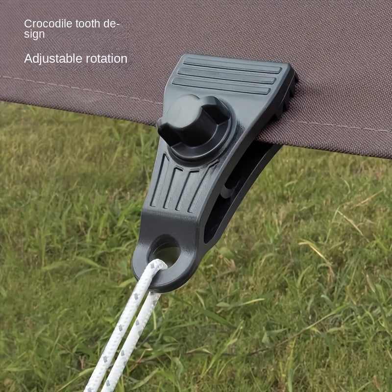 Tent Clamps 10 Pack ABS Windproof Camping Clips with 5 Carabiners – Heavy Duty Secure Grip for Tents, Tarps & Outdoor Shelters | Black