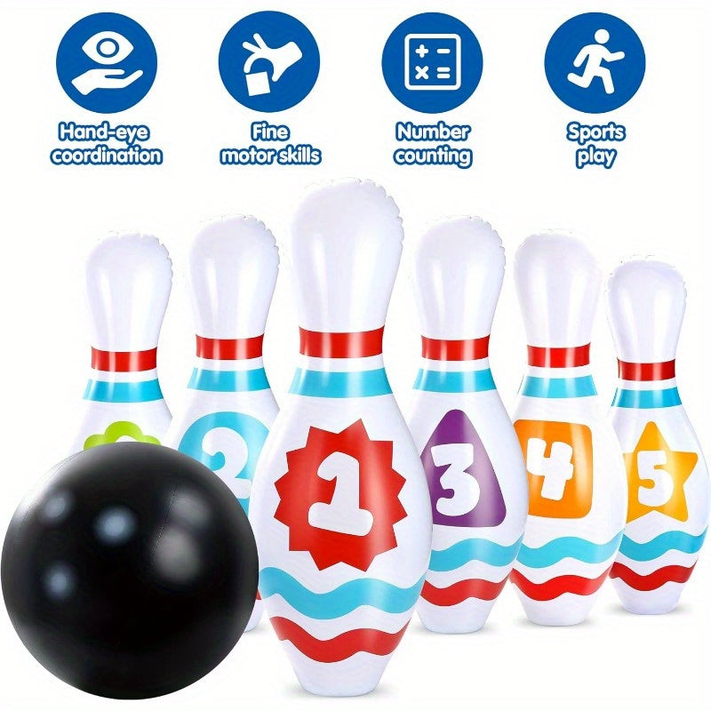 Giant Inflatable Bowling Set 8Pcs – Indoor Outdoor Party Game for Kids Adults Ages 3+ Birthday Party Backyard Lawn Game Motor Skills Toy Gift for Boys Girls