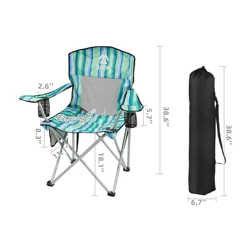 Folding Camping Chair with Canopy Sunshade Portable Beach Chair – 225 lbs Support Wide Seat Cup Holder Carrying Bag for Outdoor Lawn