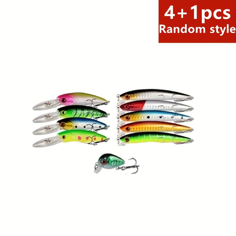 Bionic Minnow Fishing Lure Set 5pcs Hard Artificial Lures Random Color Patterns for Saltwater and Freshwater Bass Trout Pike Fishing Tackle Gift for Anglers