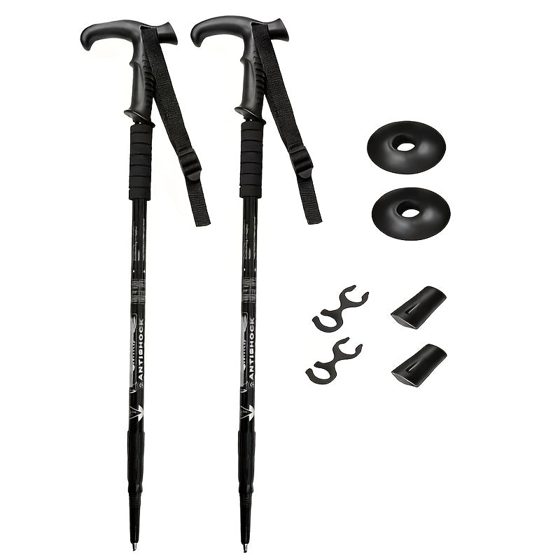 Trekking Poles 2 Pack Aluminum Alloy Adjustable Collapsible Hiking Poles Lightweight Walking Sticks for Men Women Hiking Backpacking Mountaineering Trail Walking Silver Blue Red