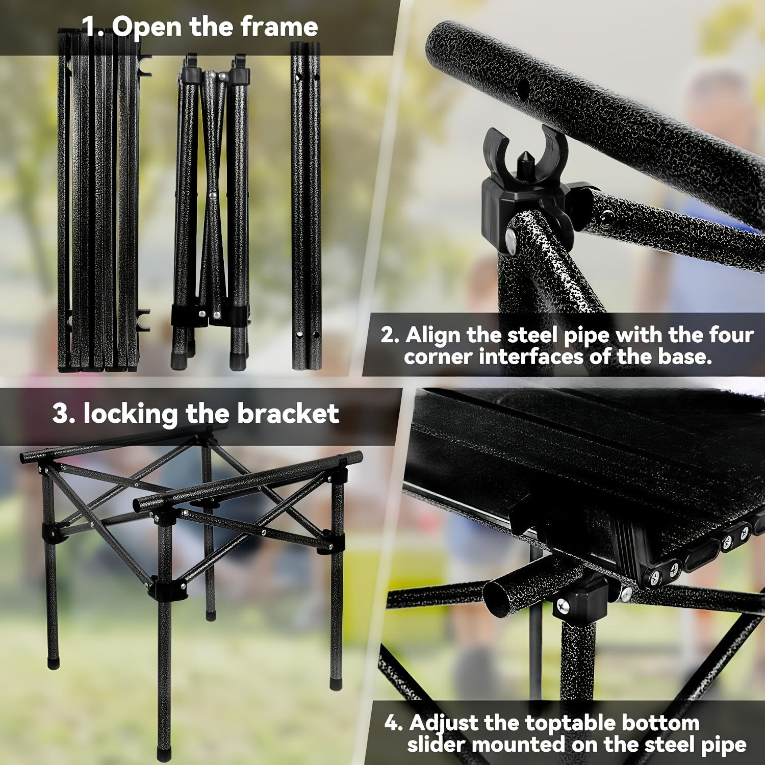 Portable Folding Camping Table with Storage Bag - Lightweight Large Outdoor Picnic Table for Camping, BBQ, Garden, Beach & Backyard, Foldable Camp Table for Family