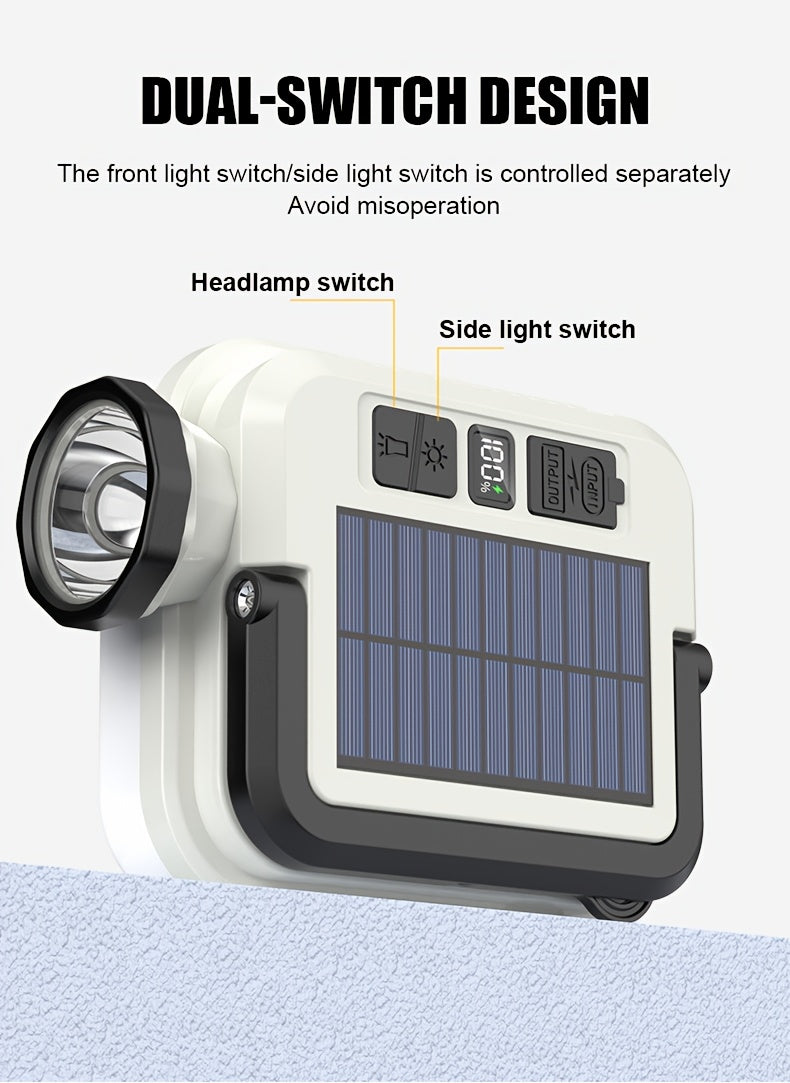 Solar Rechargeable Flashlight Ultra Bright – 3600mAh Lithium Battery, 8 Lighting Modes, Hidden Hook, Portable Camping Flashlight for Camping, Climbing, Fishing & Emergency, Great Gift for Men