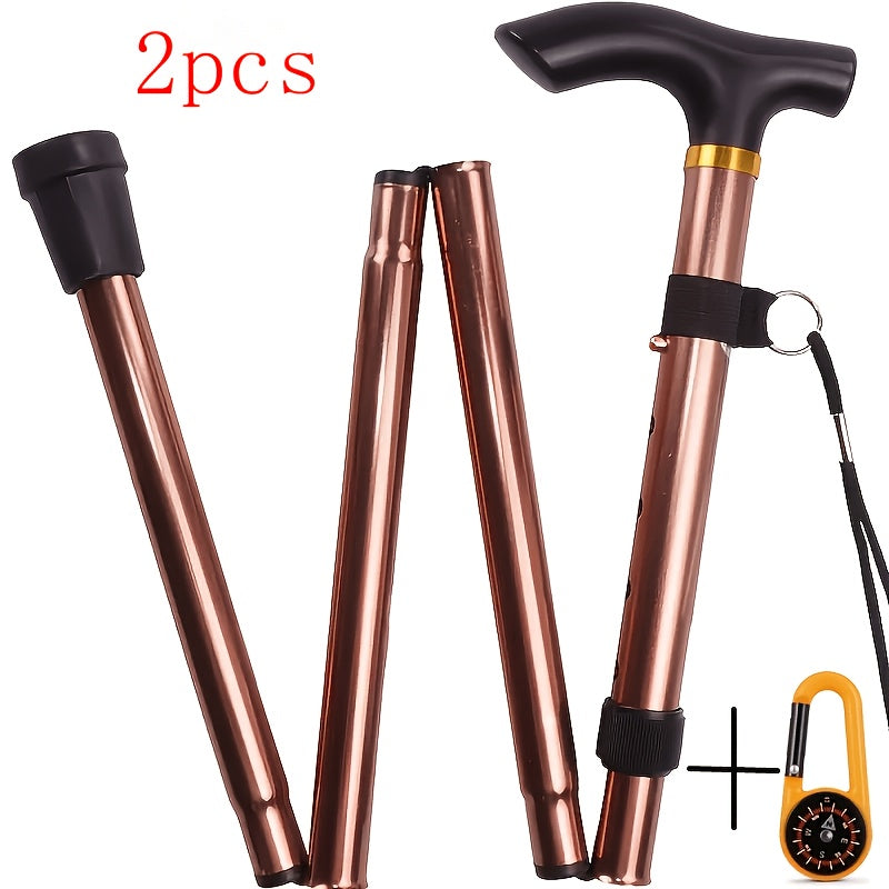 Foldable Hiking Poles 2pcs Adjustable Trekking Poles with Rubber Tips Lightweight Collapsible Walking Sticks for Men Women Outdoor Hiking Camping Trail