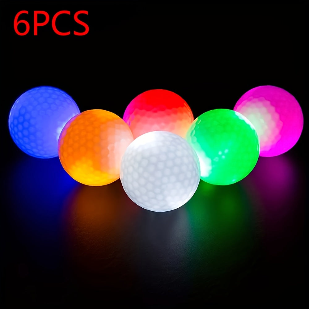 Glow in the Dark LED Golf Balls 6-Pack Night Golf - Light Up Impact-Activated Golf Balls 8-Min Glow 40hr Battery 6 Colors for Night Practice, Backyard Games, Nighttime Golf & Unique Golf Gifts