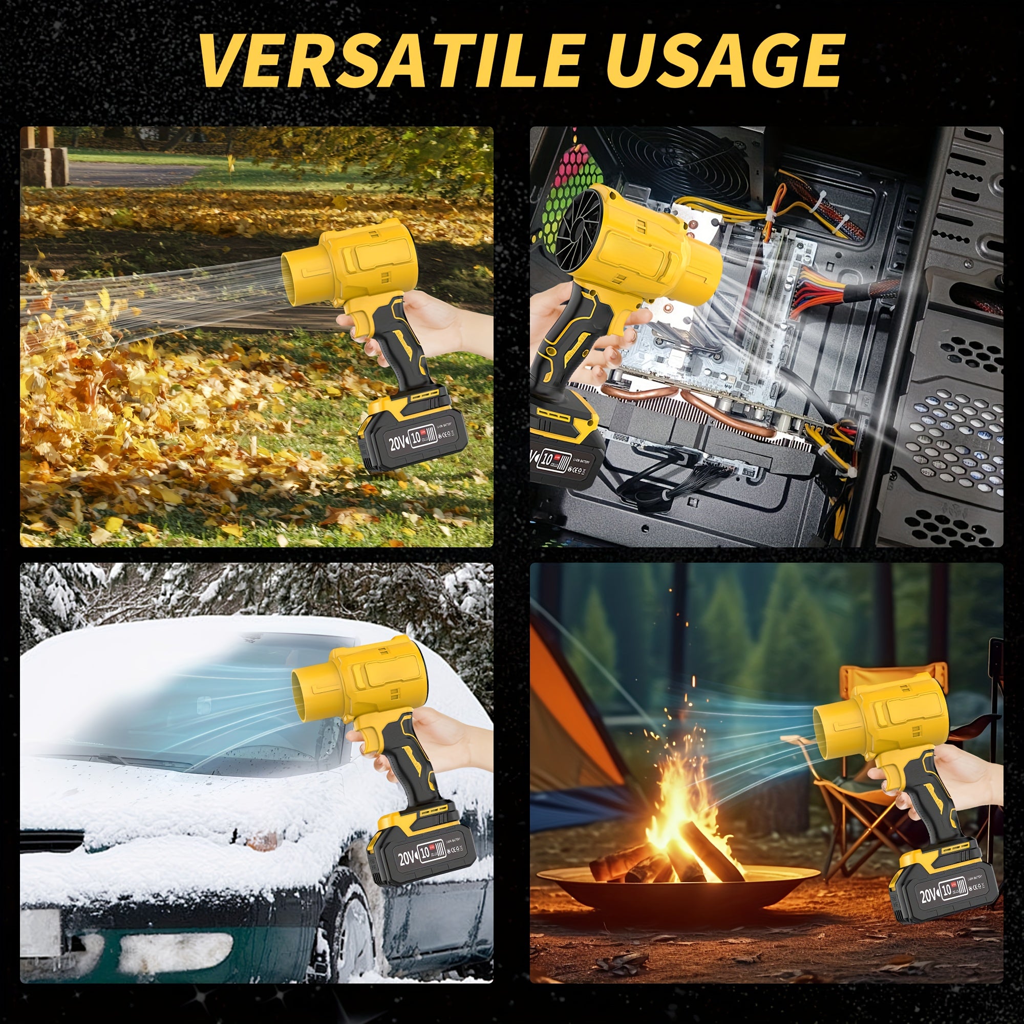 Cordless Leaf Blower 20V 50000RPM – Turbo Air Blower for Leaf Blowing, Snow Removal, Car Drying & Dust Cleaning, Rechargeable Lithium Battery, Lightweight Handheld Outdoor Tool