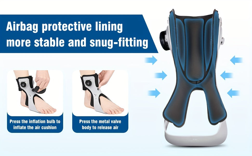 Foot Drop Corrector Brace with Airbag Support Breathable Ankle Brace BOA Strap Lace-Up Closure Triangle Support for Daily Wear Recovery Walking Left or Right Foot S-XXL