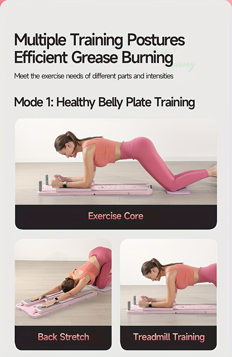 9-in-1 Portable Pilates Reformer Board – Multifunctional Ab Wheel Push-Up Exercise Equipment for Home Gym Full Body Core Training Muscle Toning, Gift for Her Him