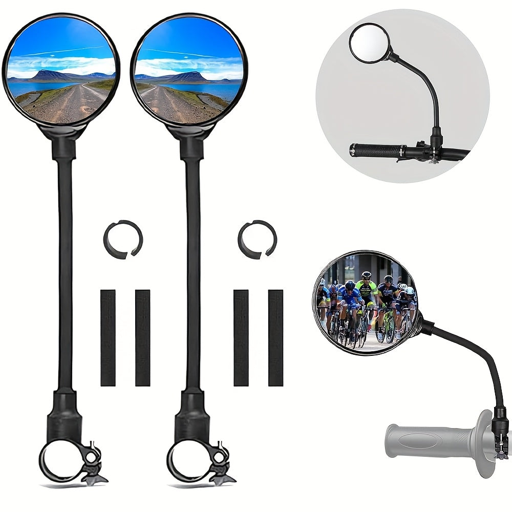 Bicycle Rearview Mirror with Built-In Bell – 360° Rotatable Handlebar Mount, Wide-Angle Convex Lens & Shatterproof Glass for Road & Mountain Bikes, Single or 4pcs Set