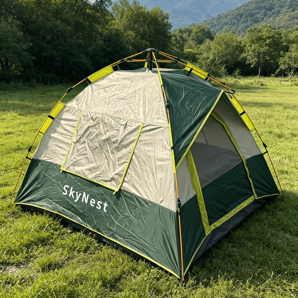 SKYNEST Instant Setup Camping Tent 1-4 Person All Season with Dual Doors & Mesh Windows – Windproof Lightweight Pop Up Tent for Camping Hiking Hunting