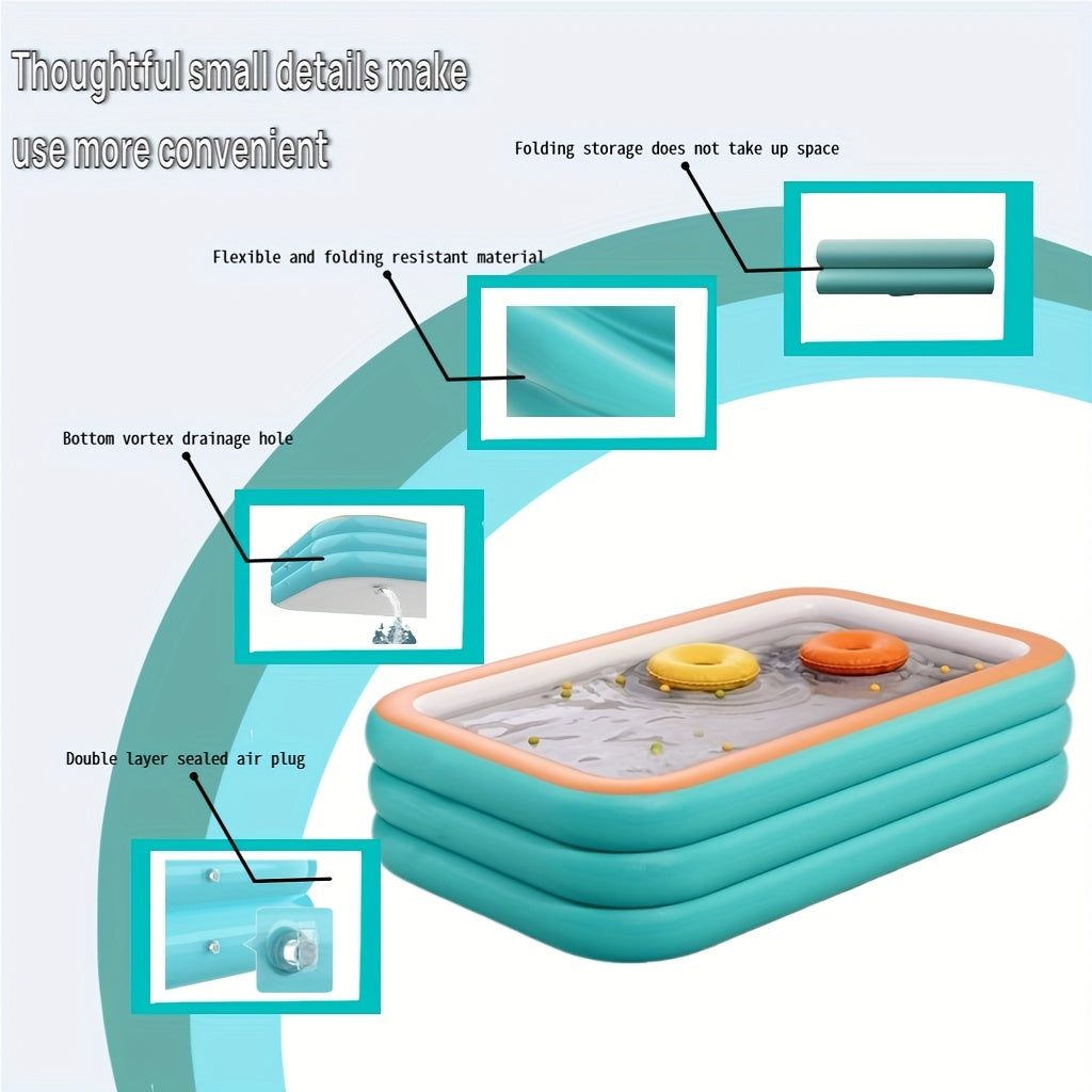 Large Inflatable Family Pool for Adults – 3 & 4 Layer Durable Quick Setup Outdoor Swimming Pool Seats 4-9 People for Summer Parties Backyard Fun 82-120 Inch