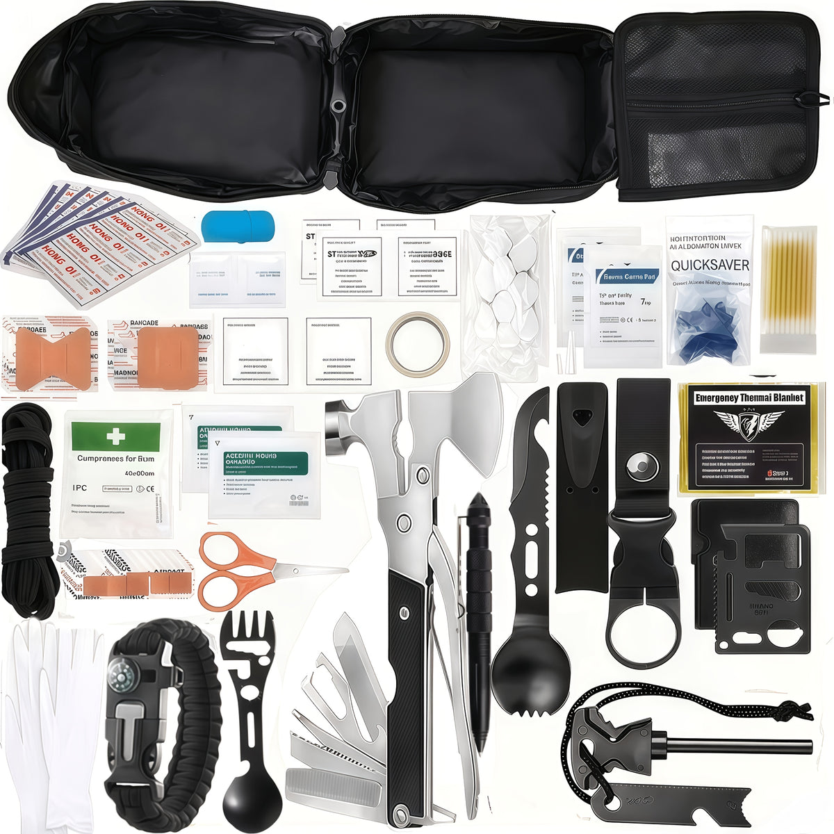 258-Piece Survival Gear Kit – Professional Outdoor Emergency Set with Fire Starter, Compass & Multi-Tools for Camping, Hiking, Backpacking | Best Gift for Men, Dad & Husband