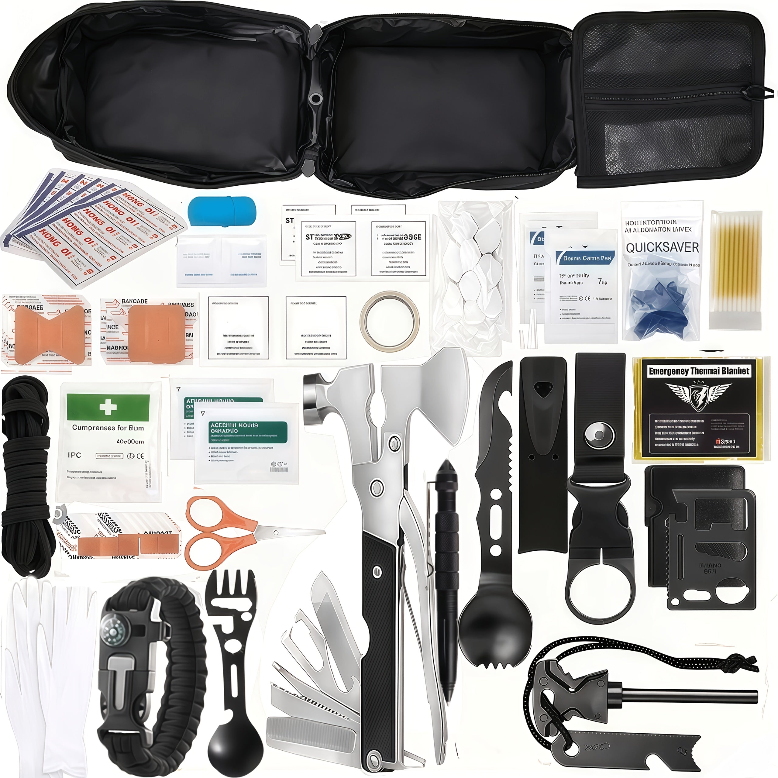 258-Piece Survival Gear Kit – Professional Outdoor Emergency Set with Fire Starter, Compass & Multi-Tools for Camping, Hiking, Backpacking | Best Gift for Men, Dad & Husband