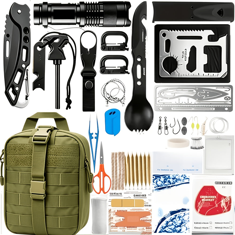 242-Piece Survival Kit for Camping Hiking Outdoor Emergencies Complete First Aid Survival Gear Set with Flint Fire Starter for Travel Car Home Bug Out Bag Gift for Men Women