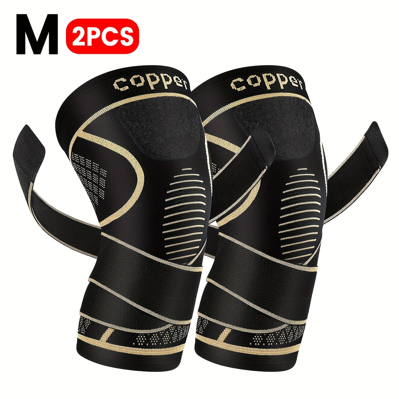 Copper Fiber Compression Sleeve 2 Pack – Elastic Breathable Knee & Elbow Pads for Cycling, Running, Hiking, Fitness & Ball Sports, Closed-Type Joint Support, Sizes S-XL