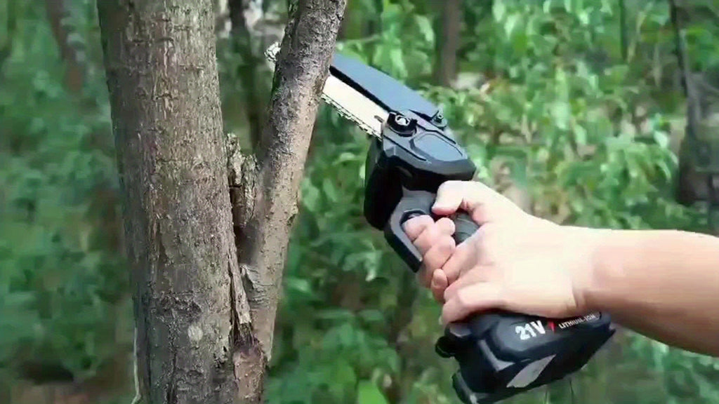 6-Inch Mini Chainsaw Cordless - Rechargeable Lithium Battery with Adjustable Chain, Safety Lock & Splash Guard, Multiple Bundle Options for Garden Branch Trimming, Tree Pruning & Gift