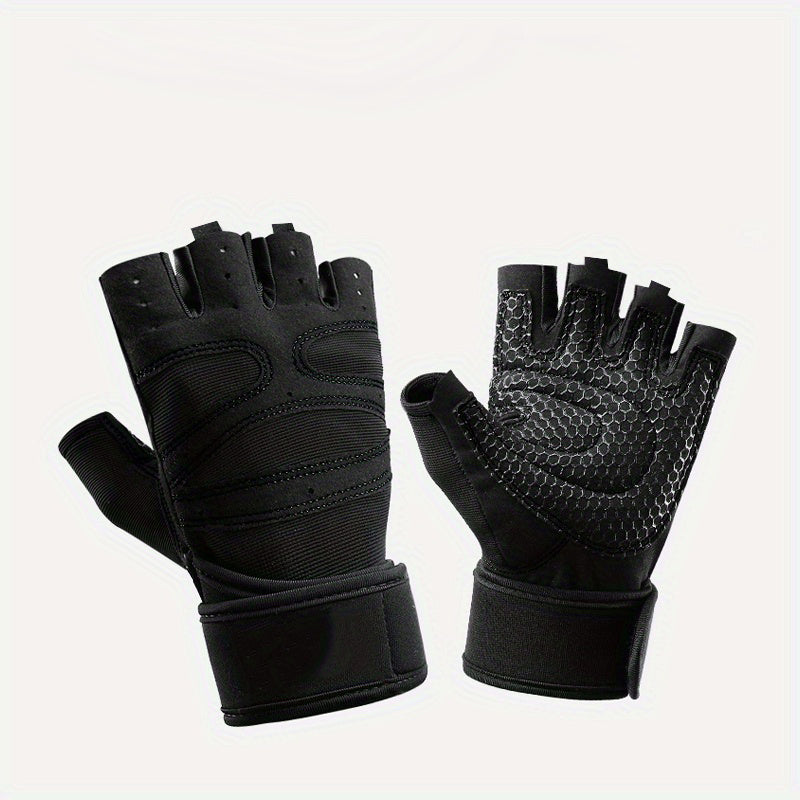 Half Finger Cycling Gloves for Men & Women – Breathable Knit Sports Gloves with Hook-and-Loop Closure for Cycling, Fitness, Hiking & Outdoor Activities