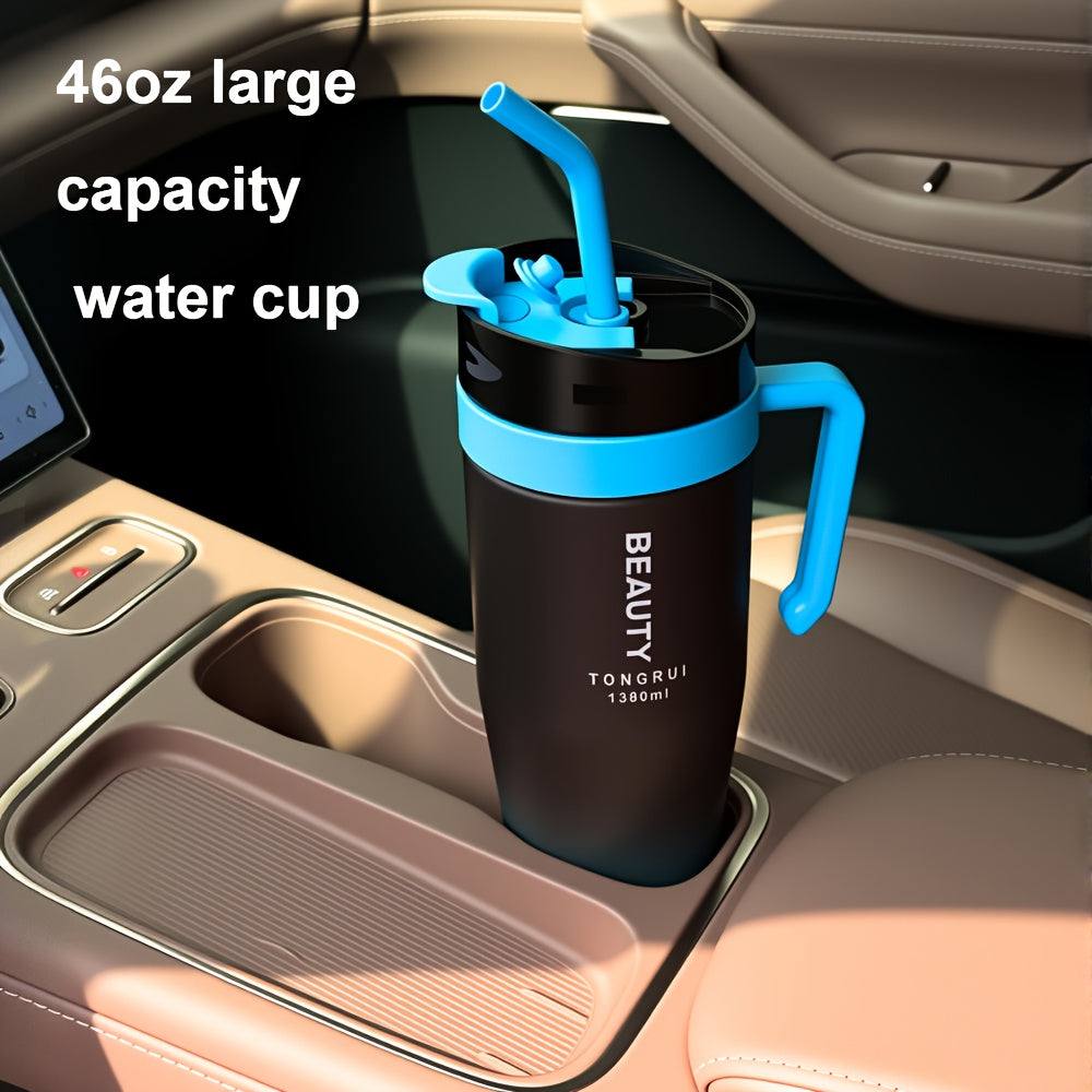 5-Piece Gradient Water Bottle Set 46oz 27oz 9oz with Straw Spill-Proof Lid & Stickers - BPA-Free Leak-Proof Plastic Sports Bottles for Gym Travel Outdoor Car Cup Holder - Gift Set