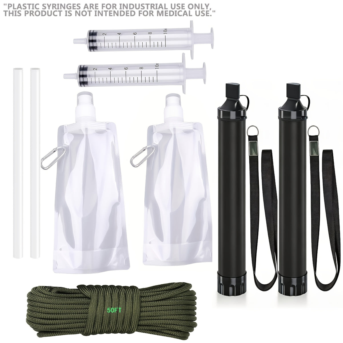 Survival Water Filter Straw 10000 Gallons Portable Personal Water Purifier for Camping Hiking Backpacking Emergency Filtration BPA Free