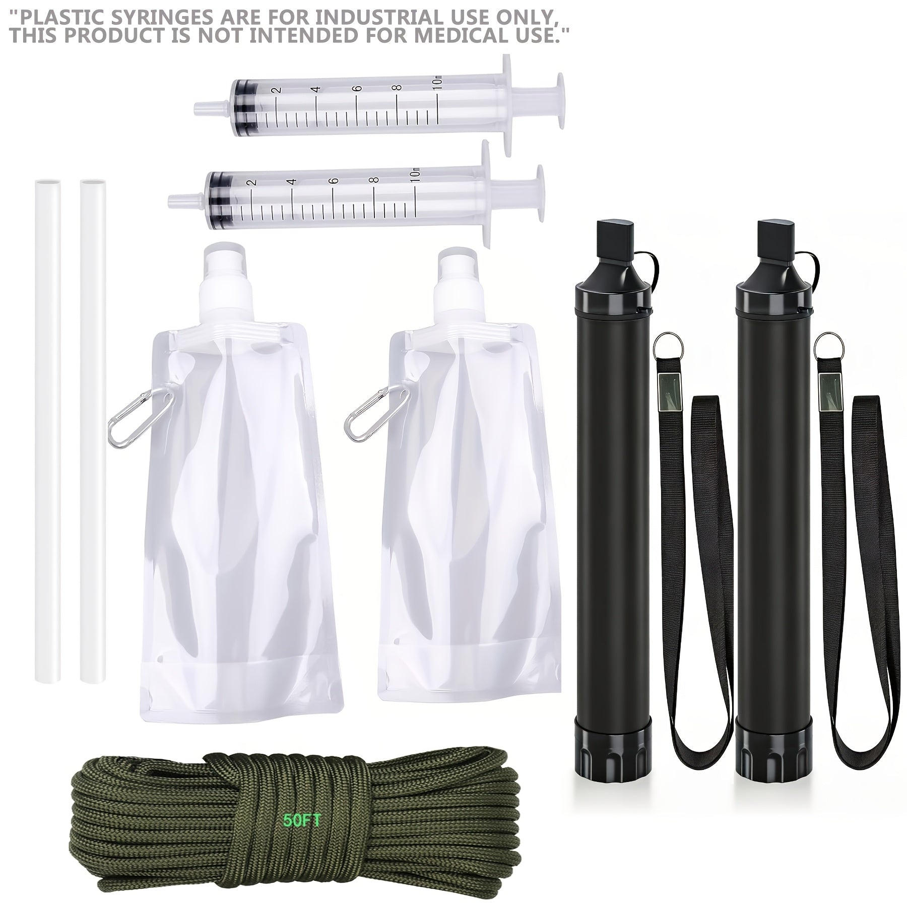 Survival Water Filter Straw 10000 Gallons Portable Personal Water Purifier for Camping Hiking Backpacking Emergency Filtration BPA Free