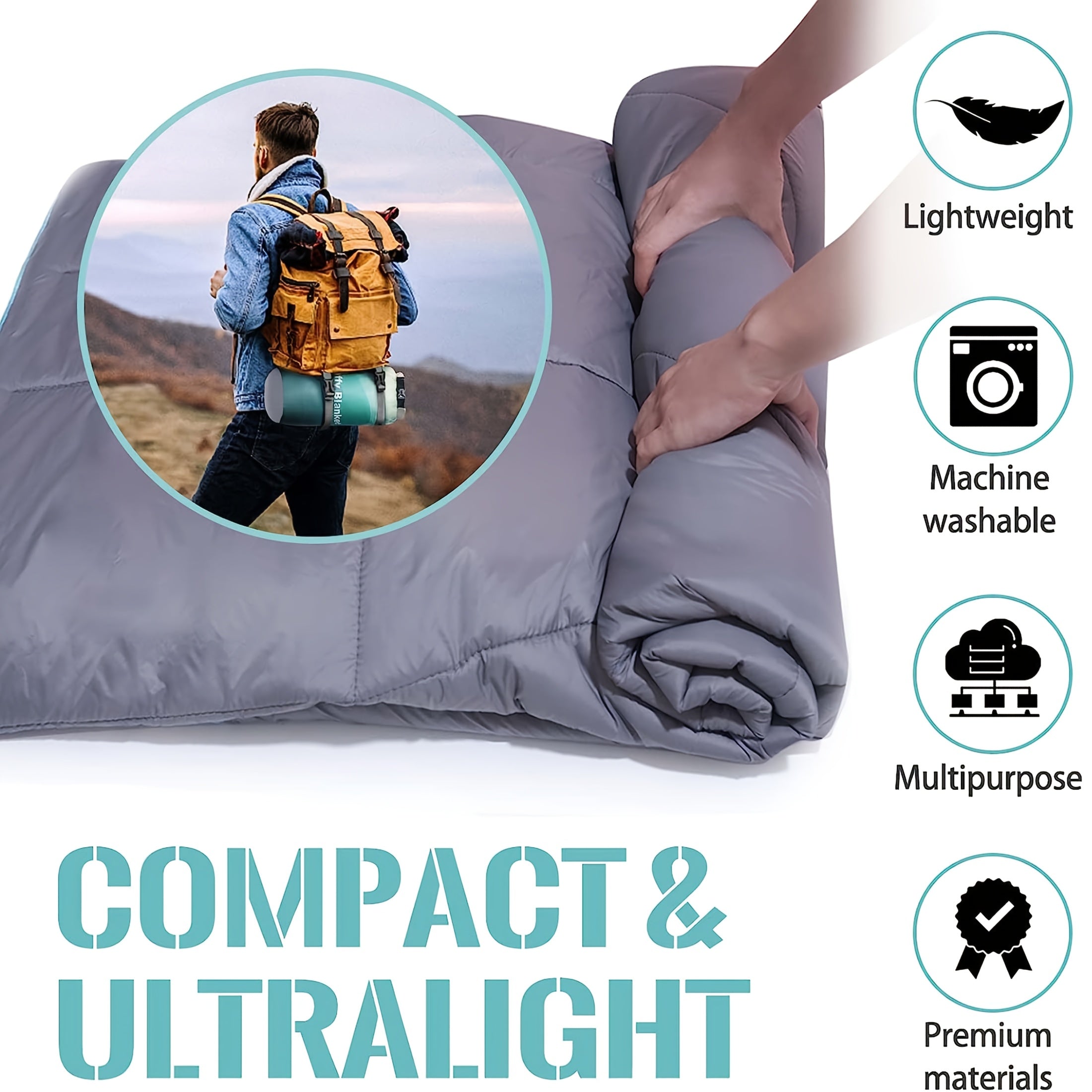 Puffy Camping Blanket Lightweight Down Alternative Ultra Warm Hammock Quilt 55x79 Inch for Camping Hiking Traveling Picnic Beach Party Cold Weather Outdoor Gear Multiple Colors