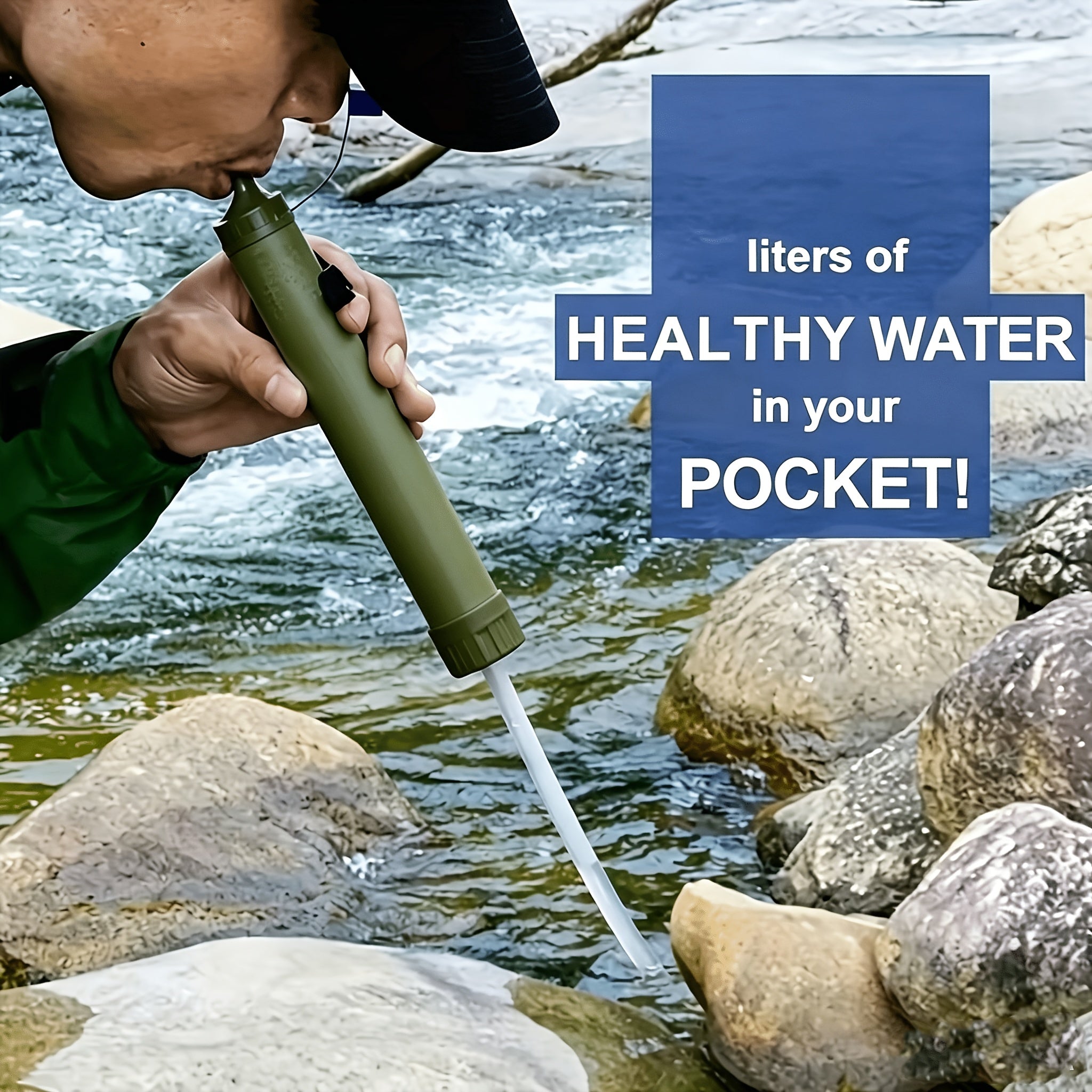 Survival Water Filter Straw 10000 Gallons Portable Personal Water Purifier for Camping Hiking Backpacking Emergency Filtration BPA Free