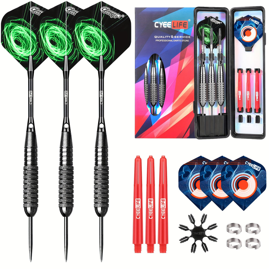 Steel Tip Darts Set Professional 0.78oz with Carrying Case Aluminum & PVC Shafts Extra Flights Plastic Protectors Complete Dart Accessory Kit for Beginners & Pros