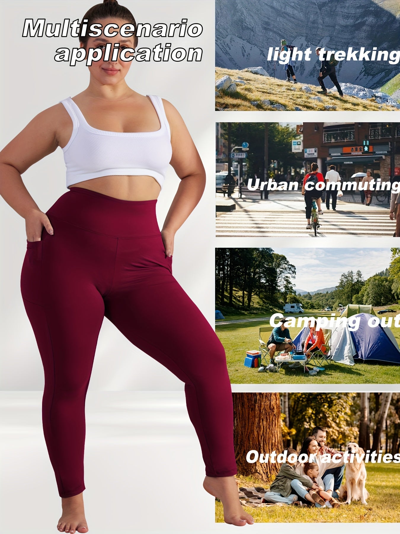 Women's Plus Size Yoga Pants with Pockets – Warm Thermal Leggings, High Elasticity, Tight-Fit Sports Base Layer for Fall & Winter, 1XL-5XL