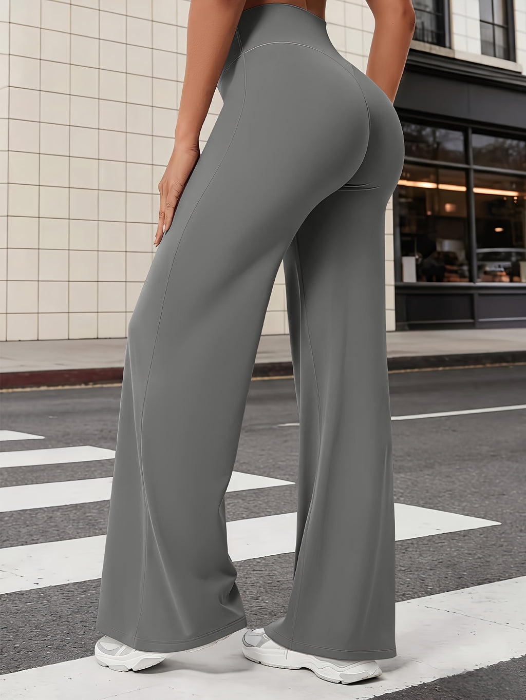Women's Loose Straight Leg Yoga Pants – Breathable Soft Fabric Relaxed Fit Casual Lounge Trousers for Yoga, Workout, Home & Everyday Wear | S-XL | Chestnut, Cyan, Grey, Black