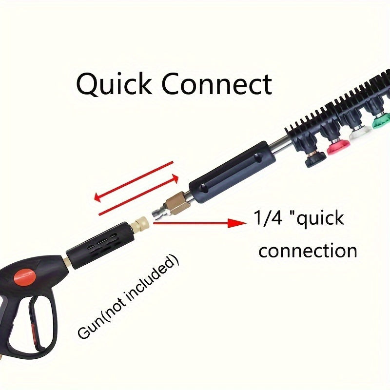 Pressure Washer Extension Wand 120 Inch - 7 or 10pc Stainless Steel Lance Set with U-Shaped & 30°/90° Bends, 1/4" Quick Connect, 4000 PSI for Gutter, Driveway, Deck & Roof Cleaning