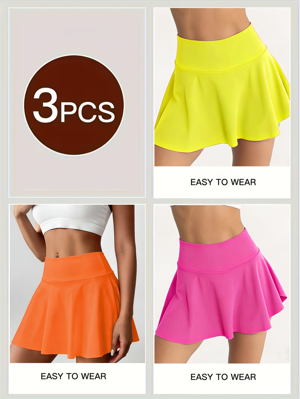 Women's High Waist Tennis Skort with Built-In Shorts & Pockets – Pleated Quick-Dry Athletic Skirt for Gym, Pickleball & Golf, Sizes S-XXL, 3 Colors