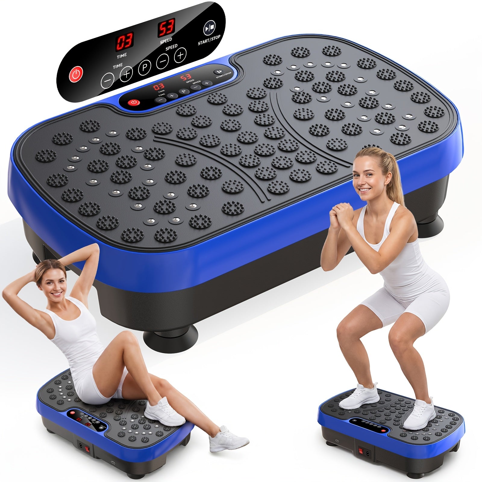 Vibration Plate Whole Body Workout Machine – Silent Motor Adjustable Speed Lymphatic Drainage Fitness Platform Home Gym White Black