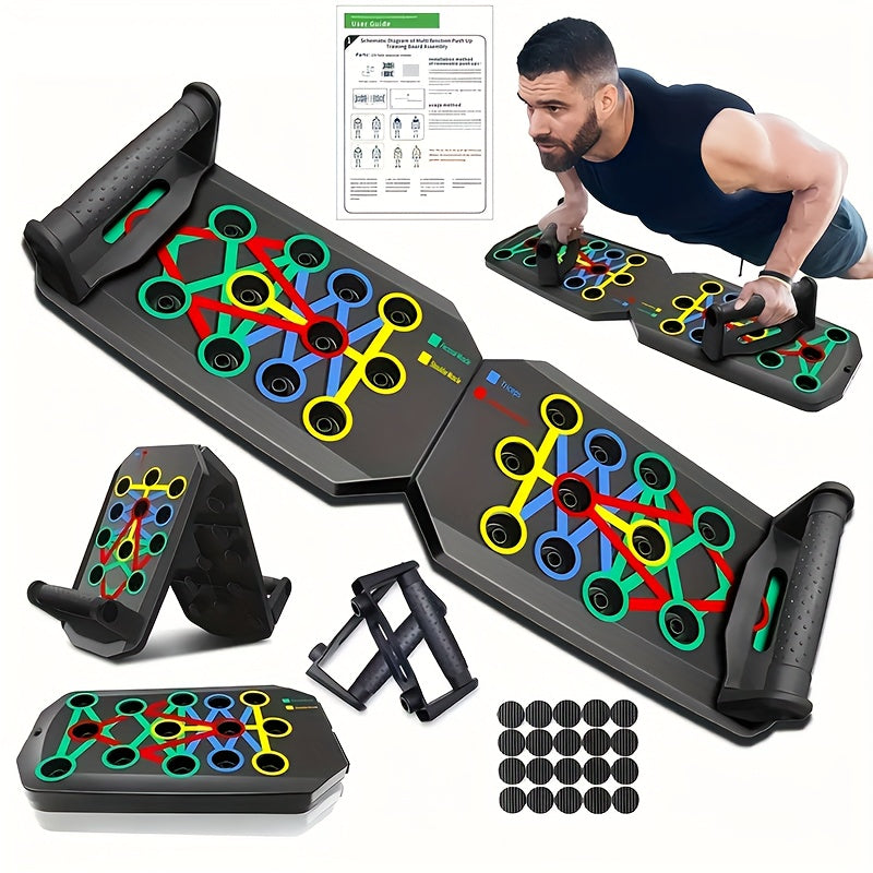 Push Up Board Multifunctional – Color-Coded Home Gym Workout Board for Chest, Triceps, Shoulders & Back Strength Training with Optional Pull Ropes