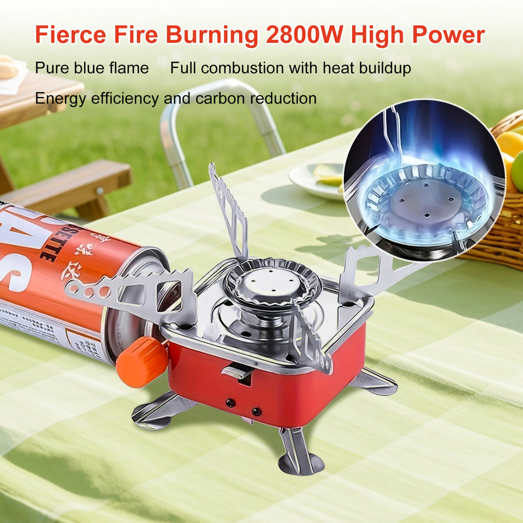Stainless Steel Mini Folding Camp Stove – Portable Windproof Butane Gas Stove with Adjustable Flame for Camping, Hiking, Picnics & Outdoor Cooking