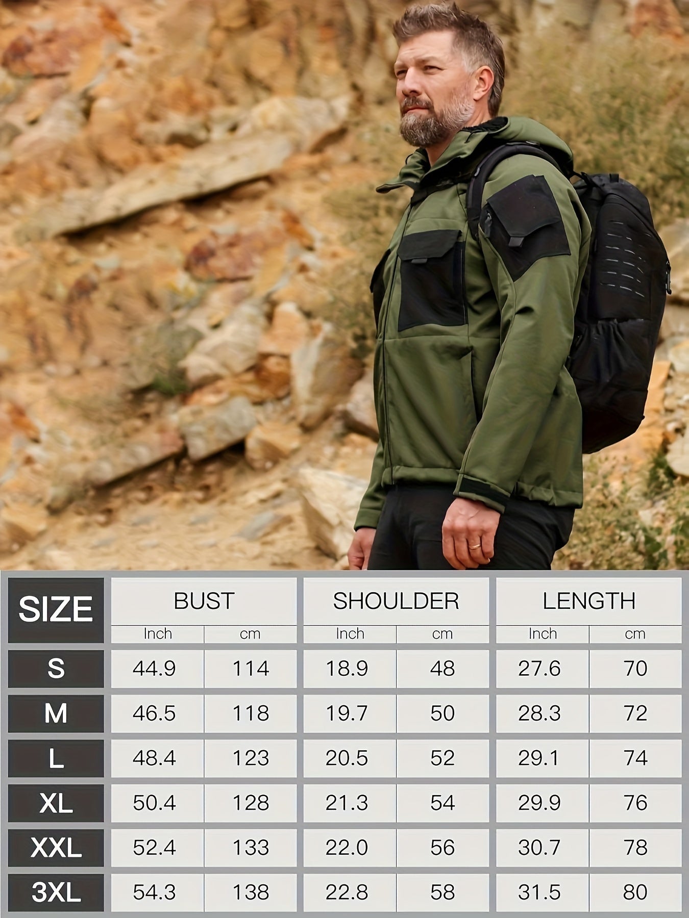 Men's Windproof Soft Shell Jacket with Hood & Pockets Scratch-Resistant Fleece-Lined Outdoor Zip-Up Coat for Hiking Cycling Camping – Lightweight Spring Fall Jacket for Men S M L