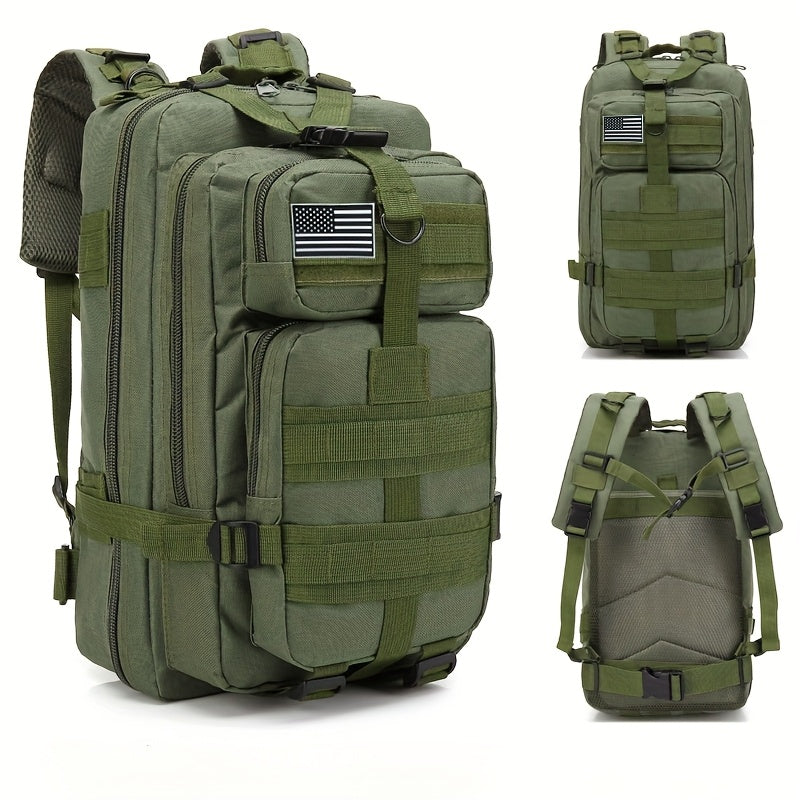 Hiking Backpack 21-25L for Men Women - Lightweight Outdoor Camping Mountaineering Climbing Backpack with Zipper - Multi-Functional Daypack for Hiking Trekking Travel - Khaki Black Army Green