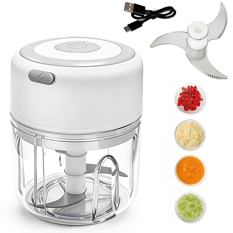 Mini Food Processor Cordless Rechargeable USB Electric Food Chopper with Meat Grinder Blade – Portable Vegetable Cutter Garlic Crusher Fruit Grinder for Kitchen