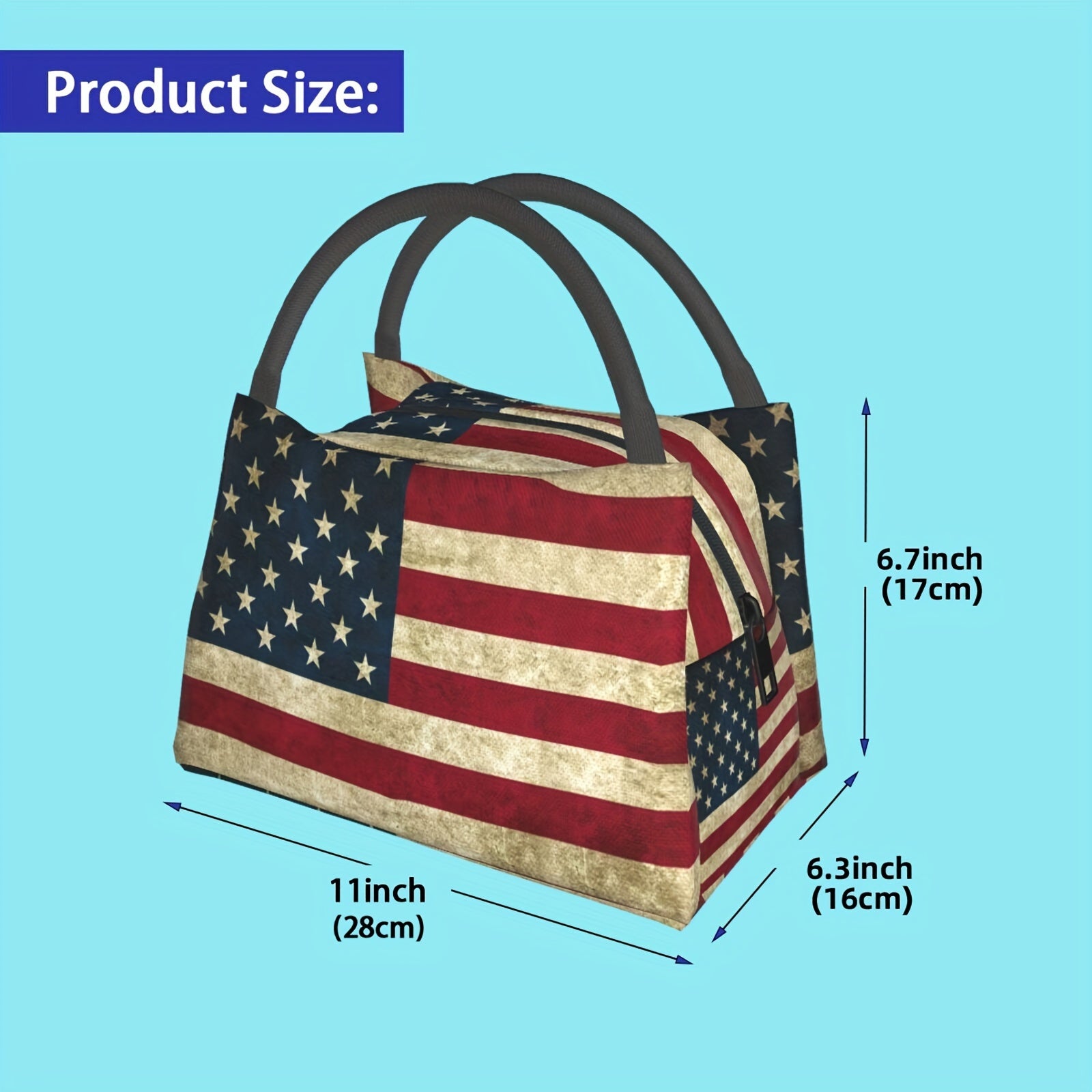 Retro Insulated Lunch Bag Cooler Leakproof Reusable – Portable Thermal Lunch Box for Camping Picnic Beach Office Work School Men Women Adults Kids 11x6.3x6.7in