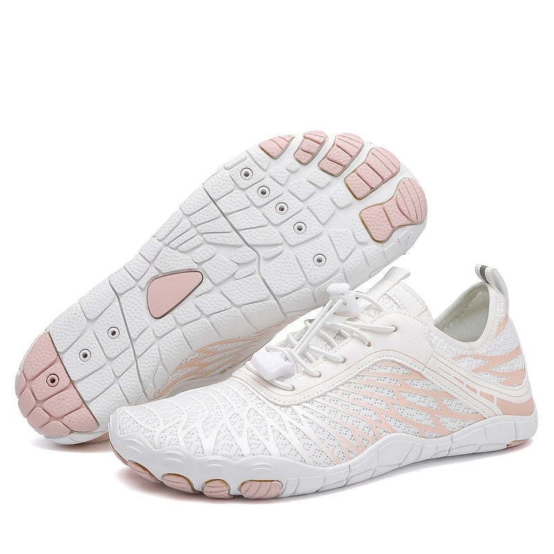 Women's Barefoot Shoes Wide Toe Box Non-Slip Breathable Lightweight - Water Shoes for Beach Pool Swim Hiking Walking, Sizes US 6-11, White Black Pink