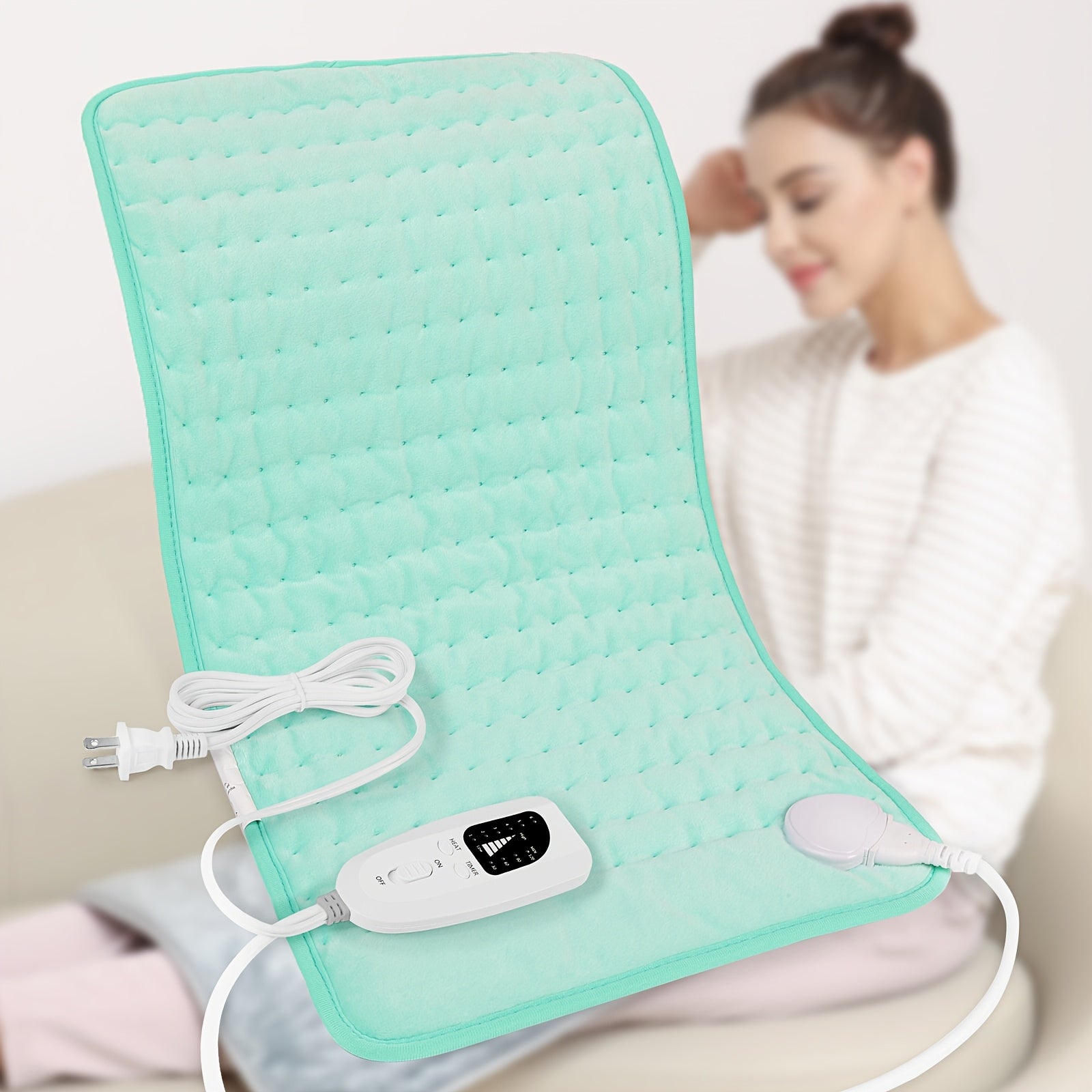 Heating Pad for Back Neck Shoulders 24x12 – Wet & Dry Heat, 6 Levels to 140°F, 4 Timer Settings, Auto Shut-Off, Machine Washable | Soft Flannel Pad for Abdomen, Knee & Leg Pain Relief, Christmas Gift