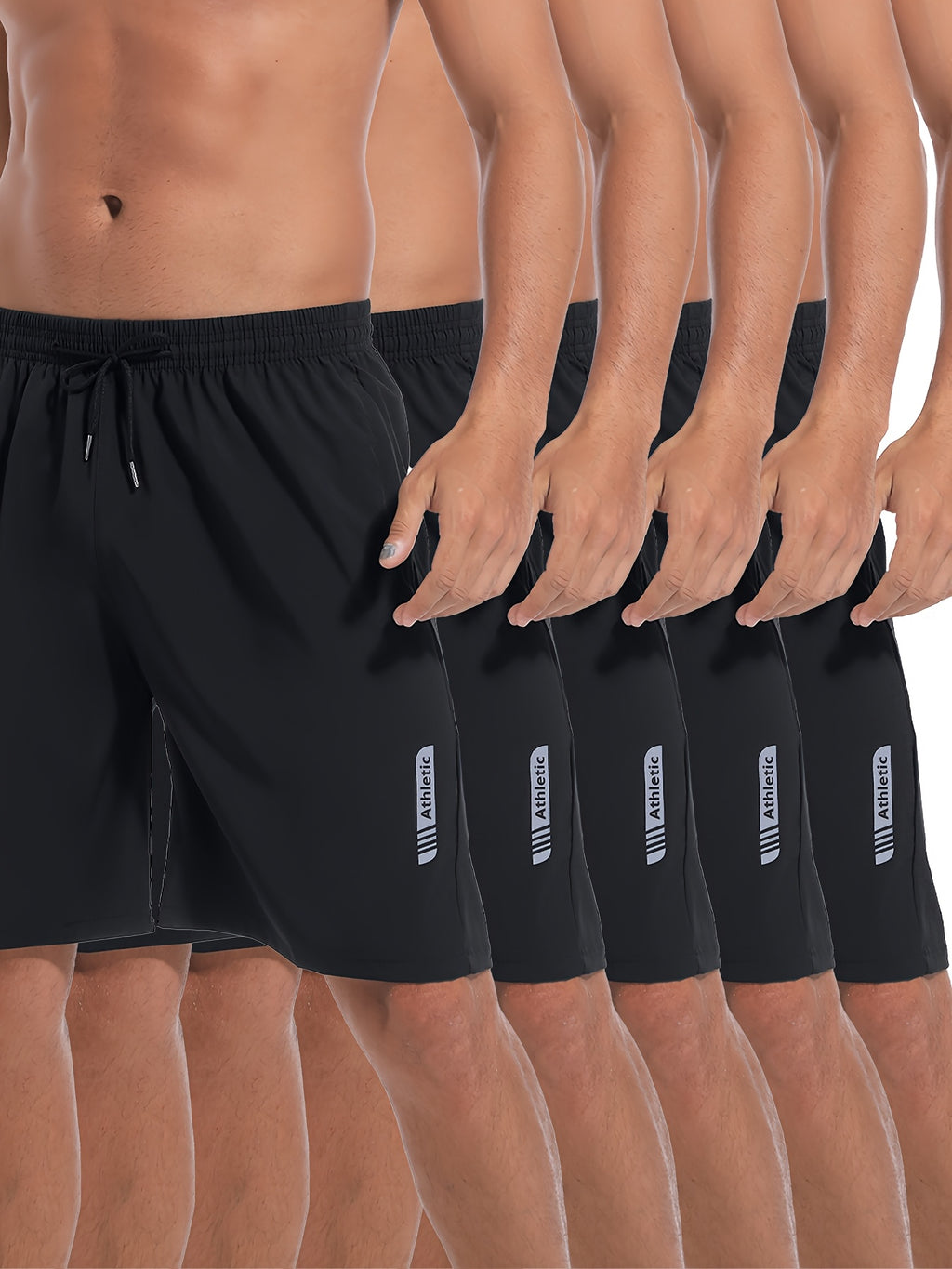 Men's Sports Gym Shorts 5-Pack Quick Dry Lightweight Basketball Running Woven Fabric Stretch Waistband Side Zip Pocket S M L XL XXL Mixed Colors