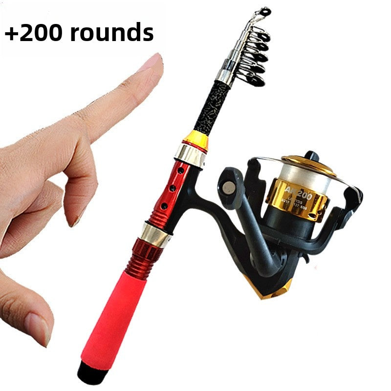 Telescopic Pen Fishing Rod Reel Combo Collapsible Pocket Mini Spinning Pole 39-90 Inch Portable Travel Camping Hiking Bass Trout Freshwater Saltwater Beginners Kids