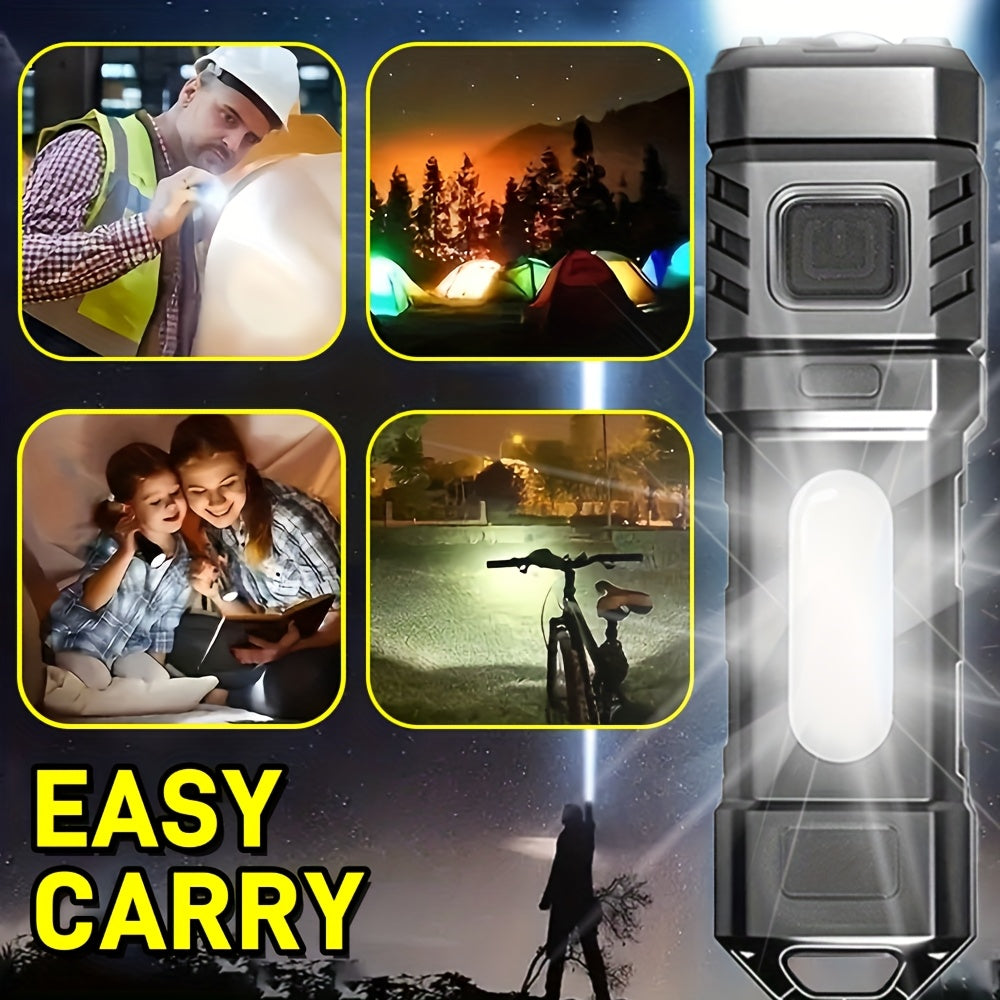 Mini LED Flashlight 3-Pack & 6-Pack Ultra Bright 2000 Lumens – USB-C Rechargeable Handheld Flashlight with COB Light, Back Clip, 4 Modes, 300M Beam for Camping Hiking Hunting Fishing Survival