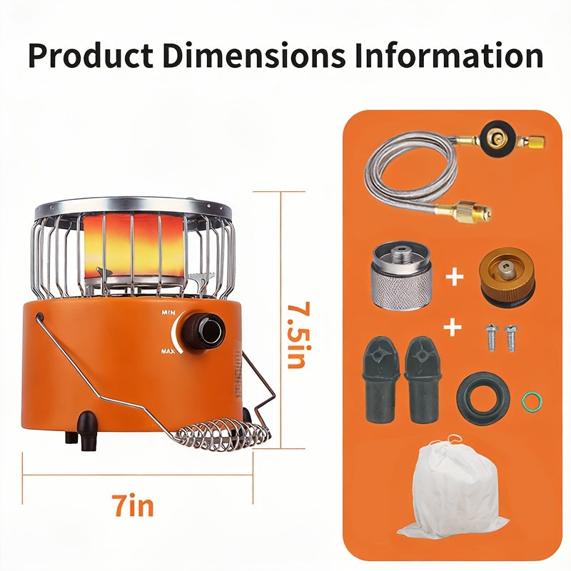 9000 BTU Propane Camping Stove Heater 2-in-1 Portable Indoor Outdoor Gas Stove Adjustable Flame Piezoelectric Ignition Emergency Preparedness Stainless Steel