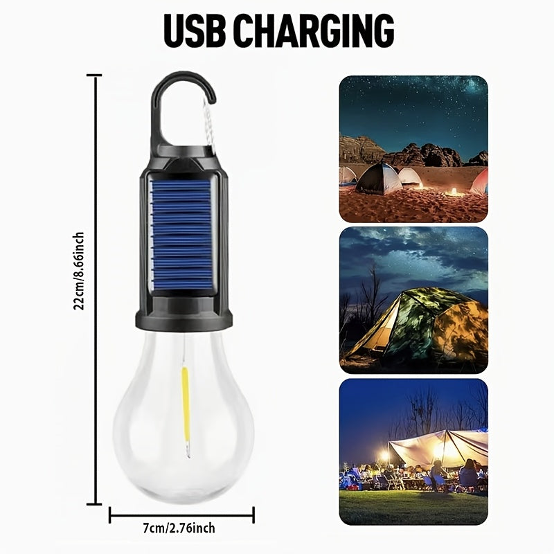 8-Pack Solar Rechargeable LED Camping Lights with Hook 300mAh Battery Portable Hanging Tent Lights for Camping Hiking Patio Christmas Valentine's Day Holiday Decoration