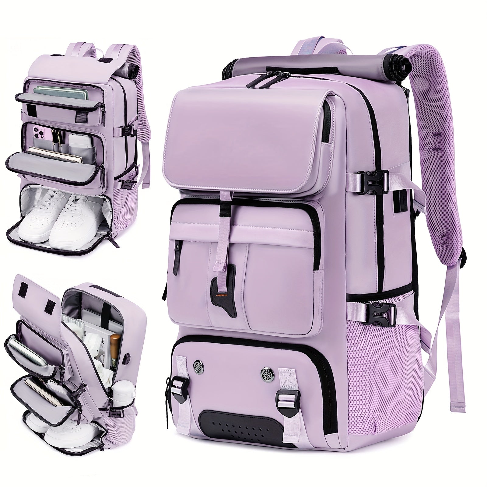 Large Capacity Laptop Backpack with Shoe Compartment – 31-35L Travel Backpack for Men & Women, USB Charging Port, Business, College & Weekend Trips