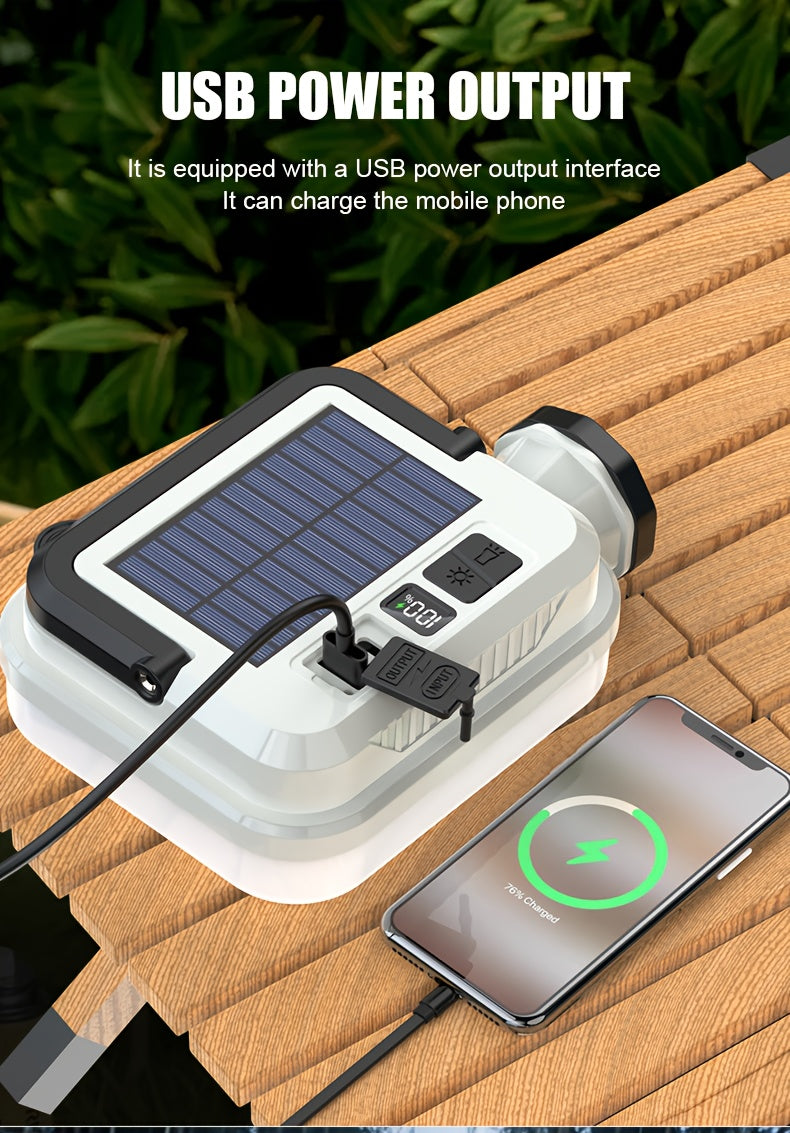 Solar Rechargeable Flashlight Ultra Bright – 3600mAh Lithium Battery, 8 Lighting Modes, Hidden Hook, Portable Camping Flashlight for Camping, Climbing, Fishing & Emergency, Great Gift for Men