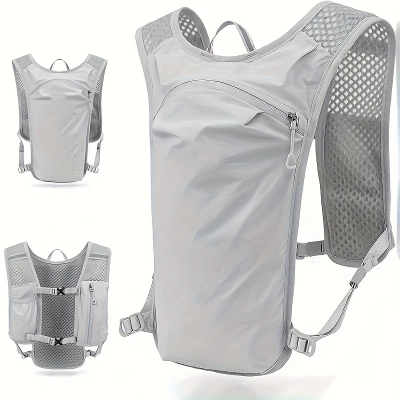 Breathable Hydration Vest Backpack for Running Cycling & Hiking – Lightweight Water Bag Sports Vest for Trail Marathon Triathlon Off-Road, Unisex Men & Women, Gray & Black