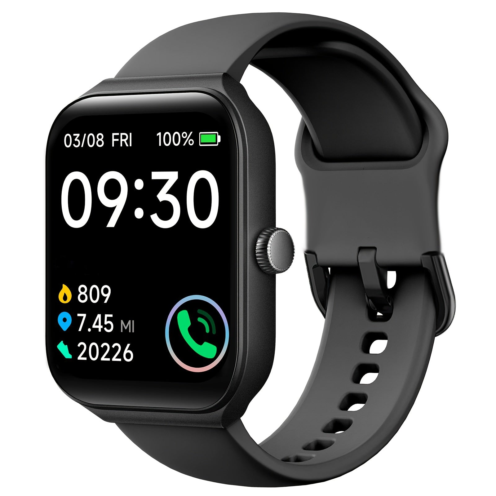 Smart Watch 1.83 Inch Screen Wireless Calling Fitness Tracker Step Counter Heart Rate Monitor Multiple Sports Modes for iPhone Android Men Women