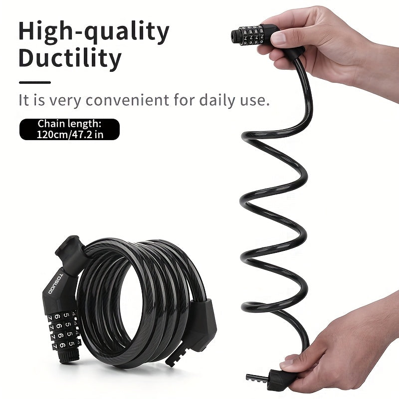 Bike Lock 4-Digit Combination Cable Lock Aluminum Alloy Anti-Theft Steel Cable – Portable Bicycle Lock for Mountain Road Gravel E-Bike & Scooter